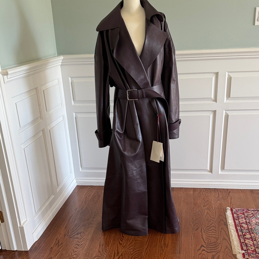Alexander McQueen Dark plum Leather Trench Coat